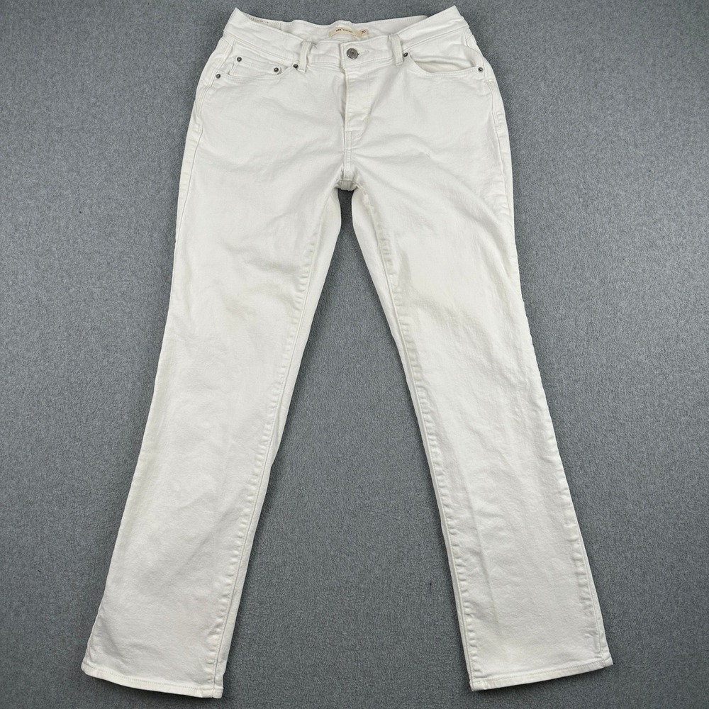 Levi's Jeans Women 10M White 505 Straight Leg Denim‎ Pants Stretch Casual